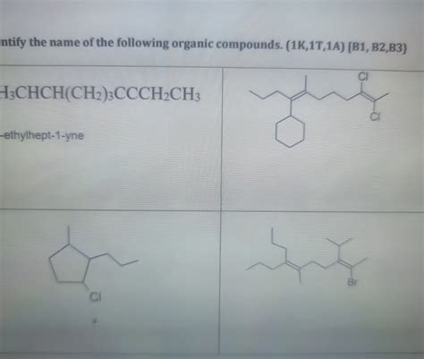 Solved Ntify The Name Of The Following Organic Compounds Chegg