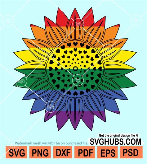 Pride Lgbtq Sunflower Svg Lgbtq Sunflower Rainbow Pride Svg Sunflower