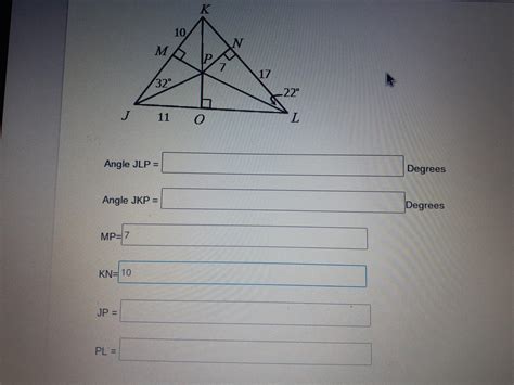 If P Is The Incenter Of Jkl Find Each Measure