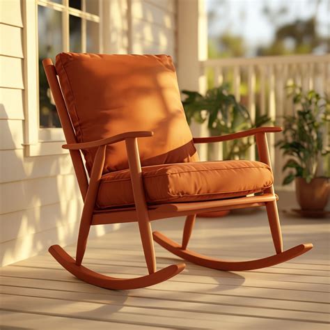 Stylish Terracotta Rocking Chair Mockup In Sunlit Porch Playground