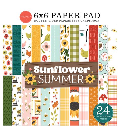 Carta Bella Double Sided Paper Pad 6x6 24pkg Sunflower Summer