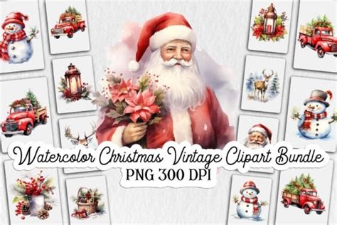 Watercolor Christmas Vintage Clipart Graphic By Lloy Design Creative