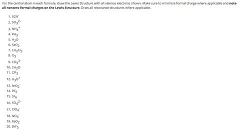 Solvedfor The Central Atom In Each Formula Draw The Lewis Structure