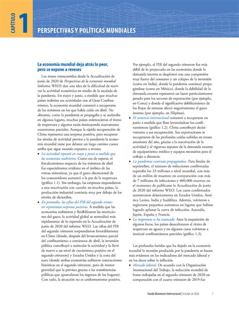 Actividade 11 FMI Perspectivas y pol Ãticas mundiales La economía