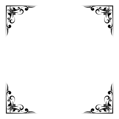 Black Corner Floral Rectangle Border, Border, Rectangle Border Floral, Rectangle Border PNG ...