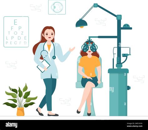 Optometrist With Ophthalmologist Checks Patient Sight Optical Eye Test