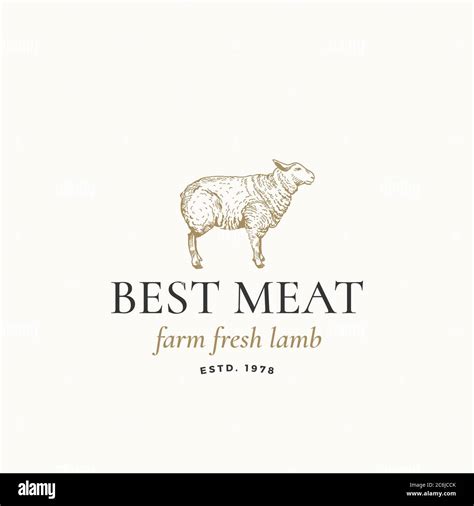 Best Meat Farm Fresh Lamb Abstract Vector Sign Symbol Or Logo Template