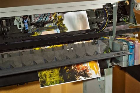 Old Broken Printer In Workshop The Concept Of Cleaning And Calibrating