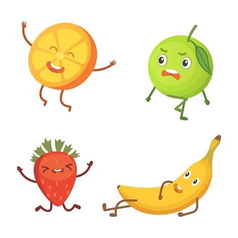 Conjunto De Frutas De Dibujos Animados Lindo Ilustraci N Con