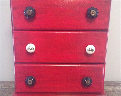 Distressed Red Night Standbedside Table Etsy