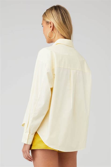 Pistola Sloane Oversized Buttondown Shirt In Butter Yellow Fashionpass