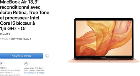 Consomac Un MacBook Air de 2019 à 919 sur le Refurb Store