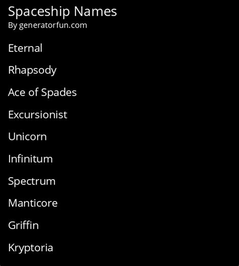 Spaceship Name Generator Generate A Random Spaceship Name