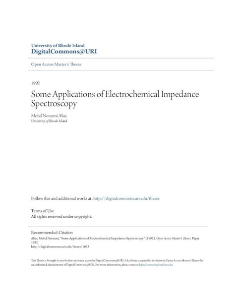 (PDF) Some Applications of Electrochemical Impedance Spectroscopy ...