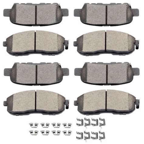 Front Rear Ceramic Brake Pads W Hardware Kit For 2011 2017 Nissan