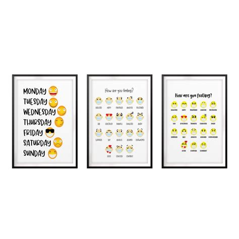 How Are You Feeling Emoji Wall Art Unframed Print 3 Pack Etsy