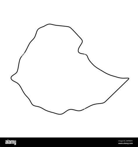 Ethiopia Country Simplified Map Thin Black Outline Contour Simple