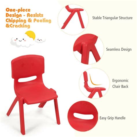 6 Pack Kids Plastic Stackable Classroom Chairs