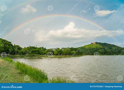 Double Rainbow Over The Sky After Rainy Stock Photo Image Of