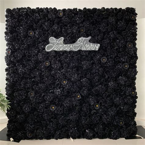 Luxury Black Hydrangea Gerbera Rose Flower Wall Roll Up Hanging Fabric