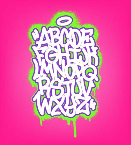 Handwritten Graffiti Font Alphabet Volumetric Vector Image