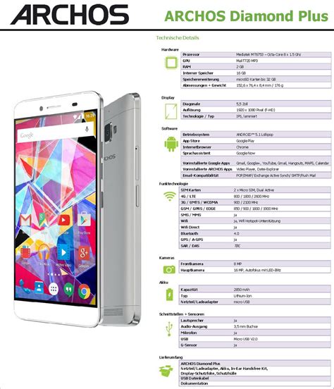 Archos Launcht Zoll Smartphone Diamond Plus Notebookcheck News