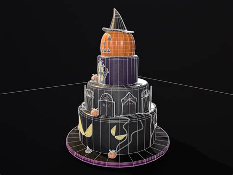 Three Level Halloween Cake - 3D Model by clockworkcreations