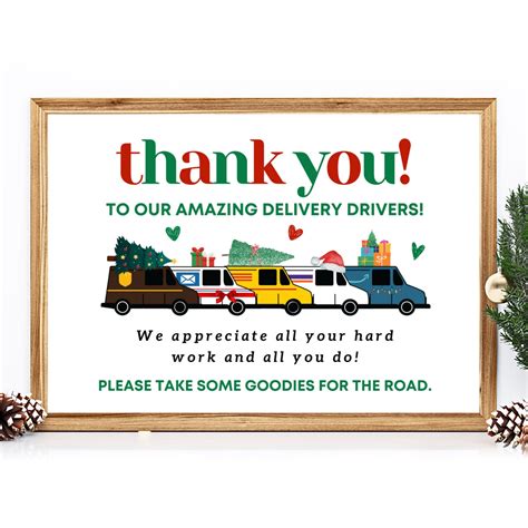 Printable Christmas Delivery Driver Thank You Sign Zazzle Thank You Sign Delivery Driver