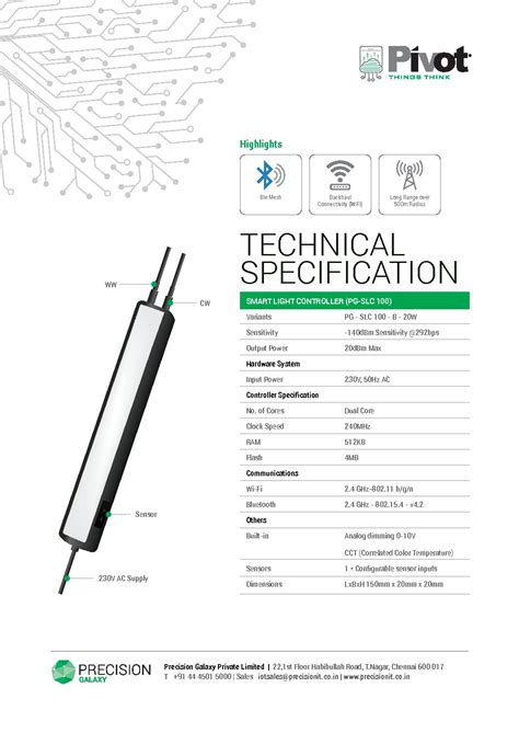 Smart Light Controller Spec Sheet Precisionit