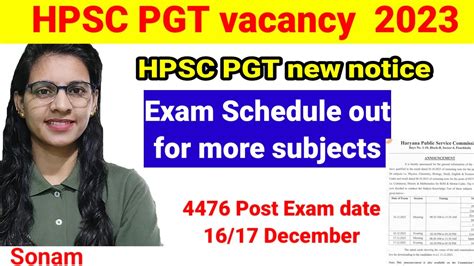 Hpsc Pgt More Subjects Exam Schedule Out Hpsc Pgt New Notice Hpsc