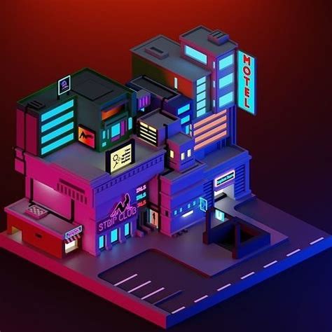 D Model D Low Poly Cyberpunk City Vr Ar Low Poly Cgtrader