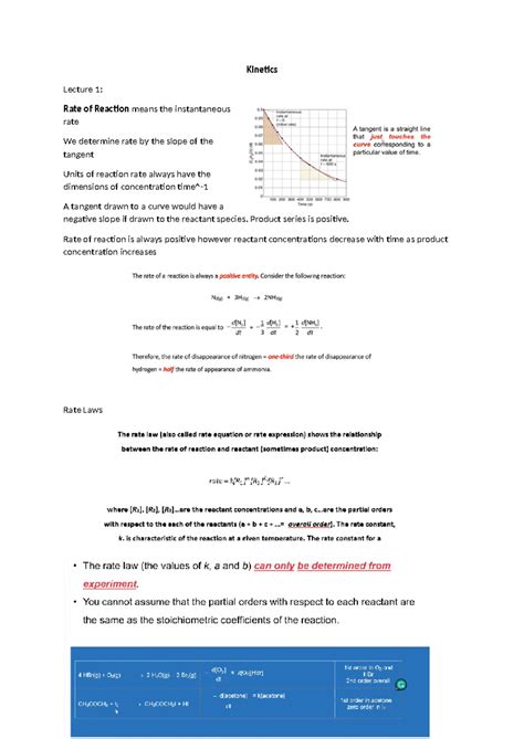 Kinetics Kinetics Lecture Rate Of Reaction Means The Instantaneous