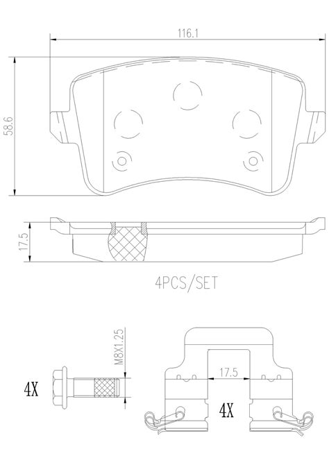 Audi Disc Brake Pad Set Rear Ceramic K G Brembo Brembo P N