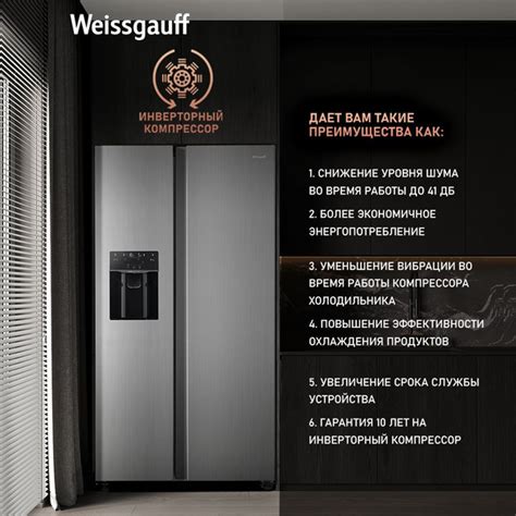 Холодильник Weissgauff WSBS NFW Inverter Ice Maker, серый - купить по ...