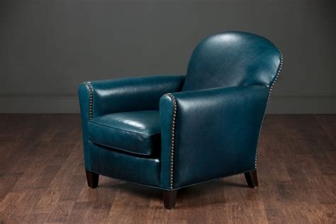 Draper Swivel Barrel Chair Modern Swivel Blue Leather Club Chair