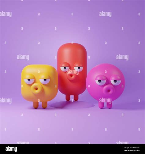 Emotion Dull Brothers Yellow Red And Pink Dull Monsters On Purple