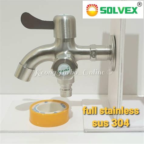 Jual Kran Shower Full Stainless Sus 304 Kran Cabang Double Solvex