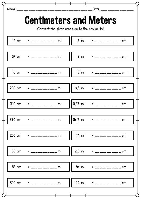 Centimeter Measurement Worksheet