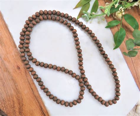 Wood Bead Necklace Beaded Necklace Wood Beaded Necklace Etsy