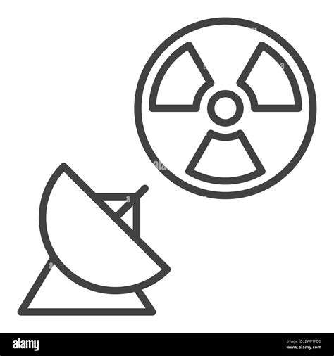 Parabolic Antenna And Radiation Sign Line Icon Vector Space Based