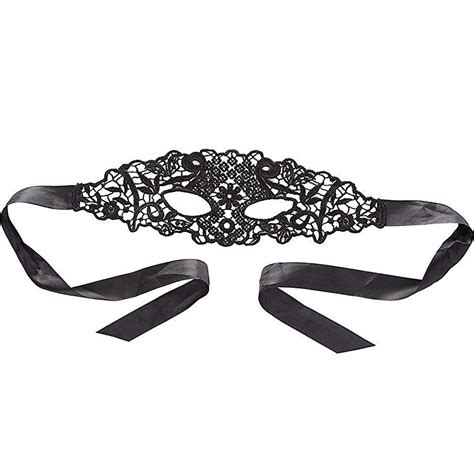 Lace Eye Mask With Satin Ribbon Ties One Size Black