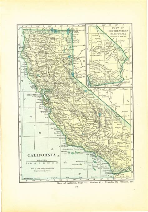 1923 Atlas Of The World Vintage Map Pages California Map On One Side