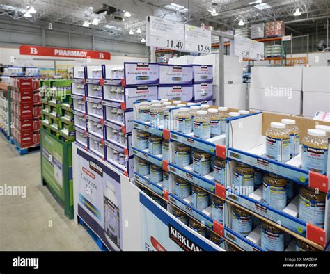 Vitamins and Kirkland brand food supplements at Costco Wholesale membership warehouse store ...