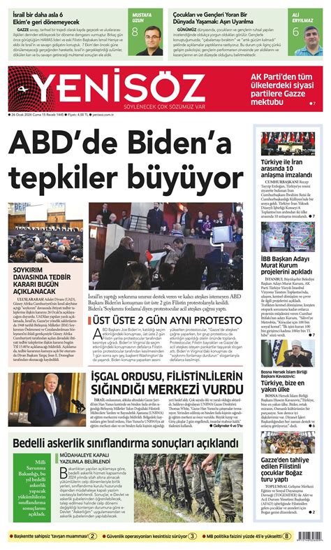 Yeni S Z Gazetesi Ocak Cuma G N Man Eti