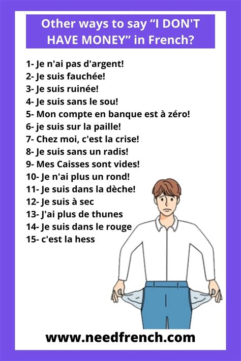 15 Ways To Say I DON T HAVE MONEY In French NeedFrench