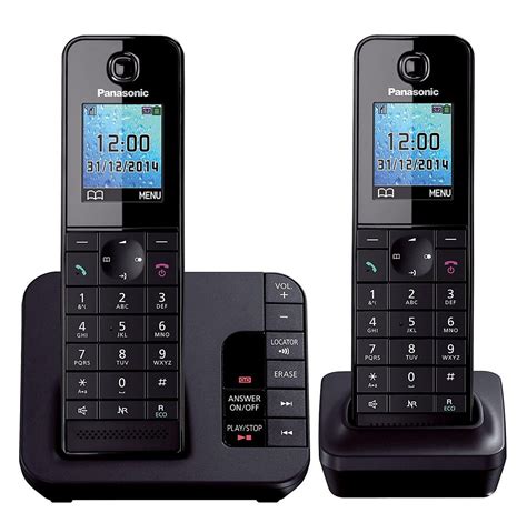 Panasonic KX-TGH222EB Digital Cordless Home Phone Answer Machine Twin ...