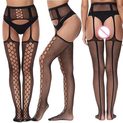 Collants Résille Sans Entrejambe Pour Femmes Collants Taille Haute