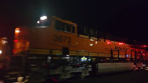 Bnsf 3673 Leads An Empty Grain Train Through A Street With A K5lla