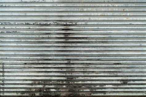 Background Of Horizontal Galvanized Sheet Metal Shutters Corrugated