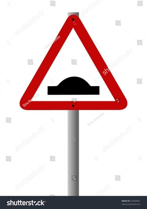 Vector Road Sign Warning People About A Speed Bump Ahead